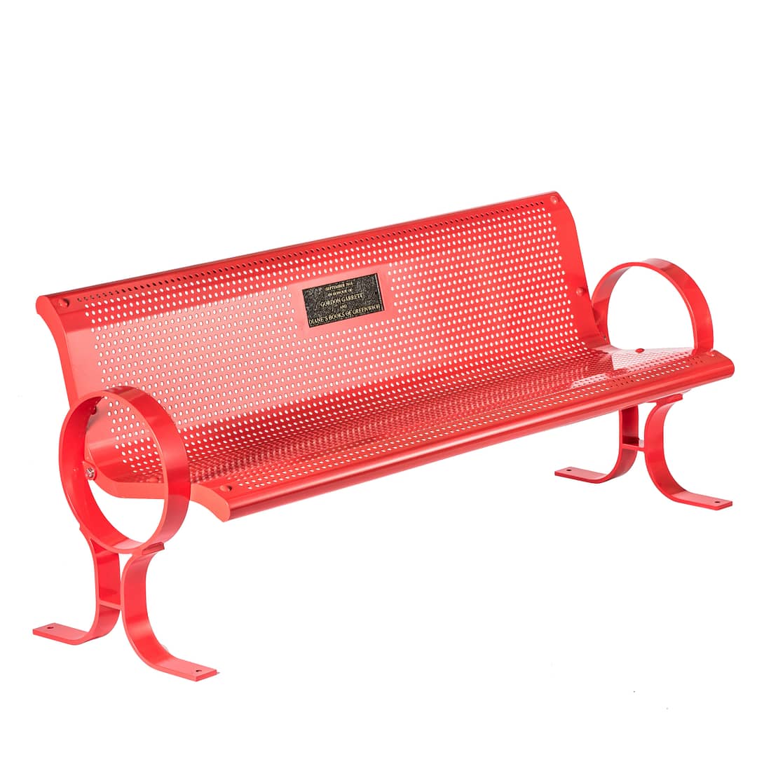 Metal Memorial Bench CAL-802 with Memorial Plaques Bronze Memorial Plaque