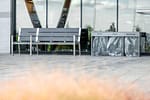 a recycled plastic transit bench and a custom recycling station are at TTC station