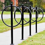 steel bike securing racks on campus