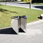 stainless steel recycling station with custom numbers of bins outdoor in the park