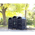 custom street commercial recycling receptacle is in service in a park in Ontario