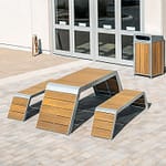 contemporary outdoor picnic table fits very well with the exterior design of the business center