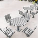 commercial outdoor picnic coffee tables are installed in the city of Hamilton