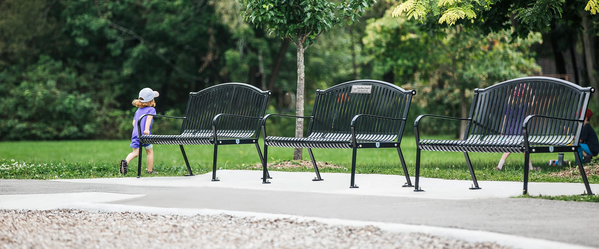 Metal Bench CAL-701 with Aluminum Memorial Plaque