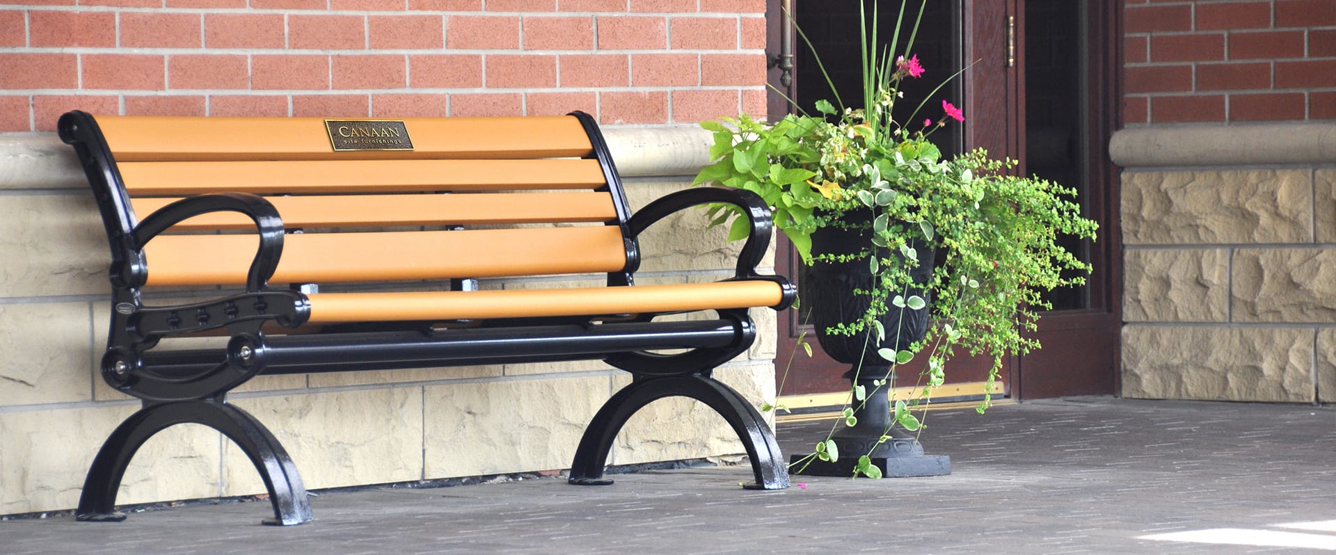 Park Bench CAB-820 with Bronze Memorial Plaque-1