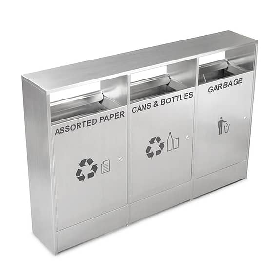 recycling bin; stainless steel street recycling station